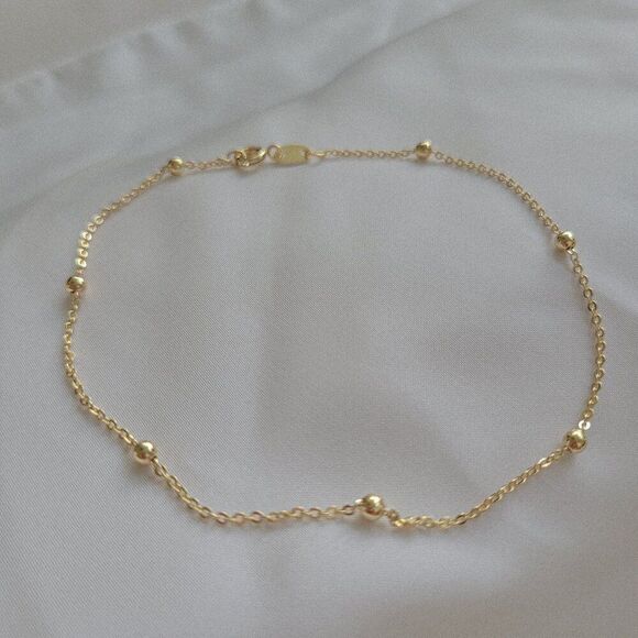 Gold Filled Ball Chain Anklet - Picture 2 of 3